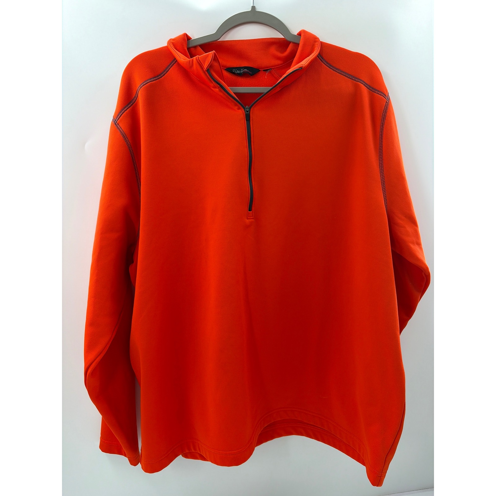 Walter Hagen Essentials Mens Orange Quarter Zip Fleece Pullover Sweatshirt L